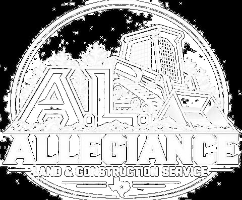 Allegiance Hard Construction Service logo featuring a semicircular design with buildings and text